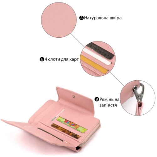 Гаманець ST Leather Зі шкіри Рожевий (19344)