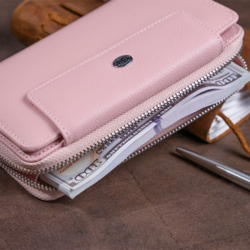 Гаманець ST Leather Зі шкіри Рожевий (19344)