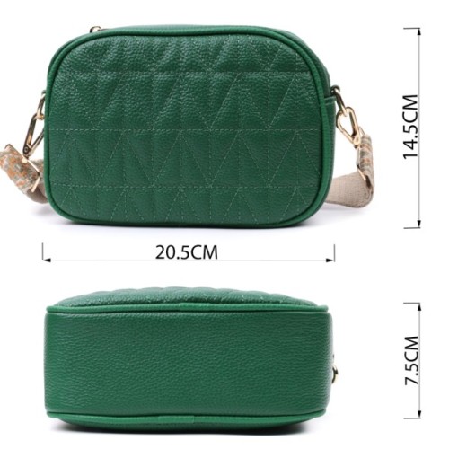 Сумка Vintage Стьобана жіноча з натуральної шкіри Зелена (22613)