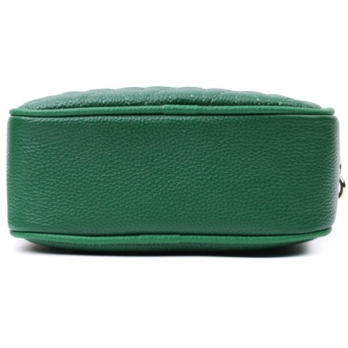 Сумка Vintage Стьобана жіноча з натуральної шкіри Зелена (22613)