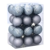 Ялинкова іграшка Chomik пластикові кульки компл. 24 шт, 3см, сіро-сині (5900779877153_1)
