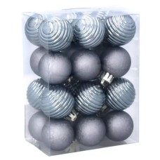 Ялинкова іграшка Chomik пластикові кульки компл. 24 шт, 3см, сіро-сині (5900779877153_1)