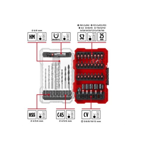 Набір свердл і біт Einhell M-Case, ударні, 39шт (108759)