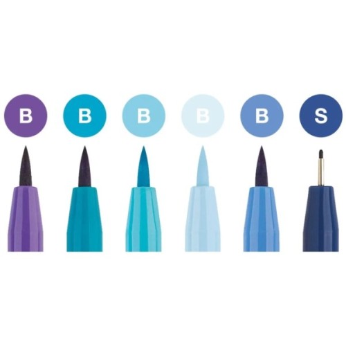 Лайнер Faber-Castell набір ручок капілярних PITT ARTIST PENS Hand Lettering Set 6 кольорів відтінки блакитного (28983)