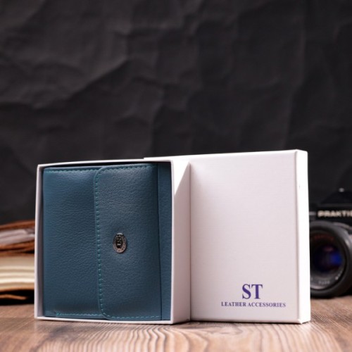 Гаманець ST Leather З натуральної шкіри Бірюзовий (19497)