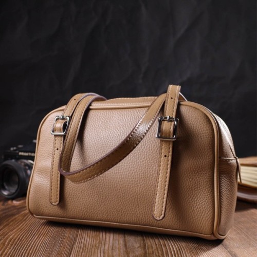 Сумка Vintage Ділова зі знімними ручками із натуральної шкіри Бежева (22077)