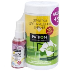Універсальний чистячий набір Patron Screen wipes 100pcs F3-027 + Hand sanitizer 50ml (CS-PN-F3-050-2)