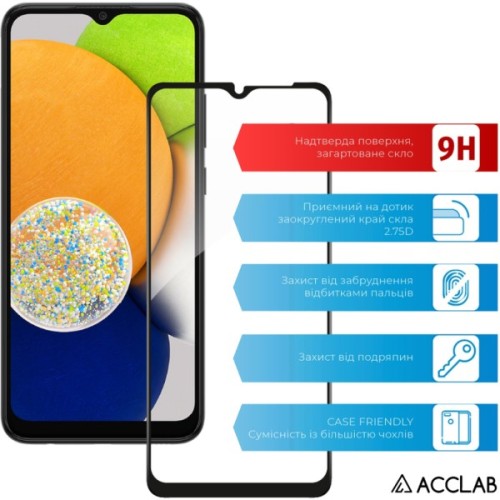 Скло захисне ACCLAB Full Glue Samsung A03 Black (1283126521621)