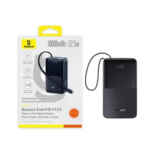 Батарея універсальна Baseus EnerFill FC51 Bipow2 Pro 30000mAh 22,5W build cab.USB-C black (E0028100)