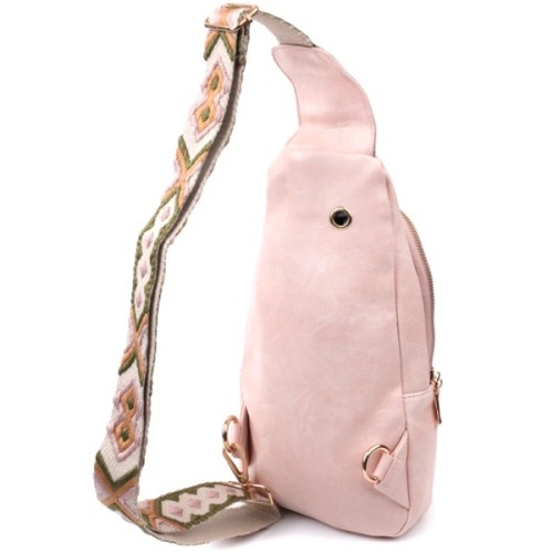 Сумка Vintage Жіноча слінг через плече з екошкіри Рожева (22750)
