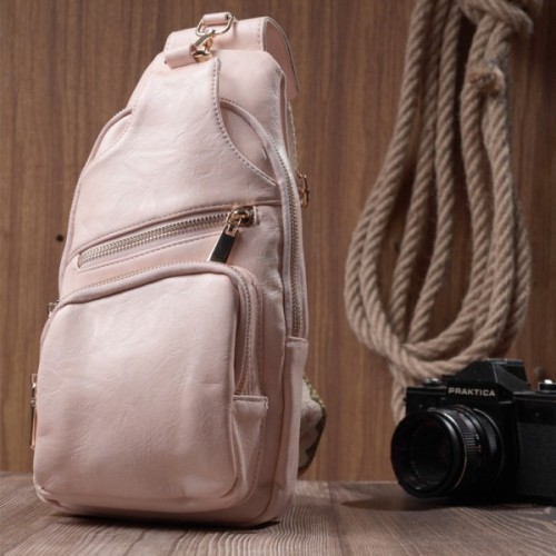 Сумка Vintage Жіноча слінг через плече з екошкіри Рожева (22750)