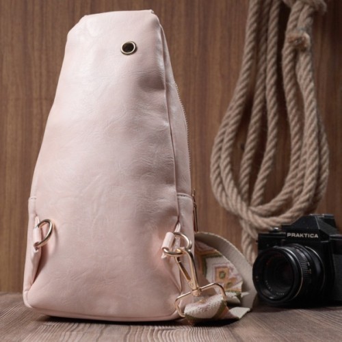 Сумка Vintage Жіноча слінг через плече з екошкіри Рожева (22750)