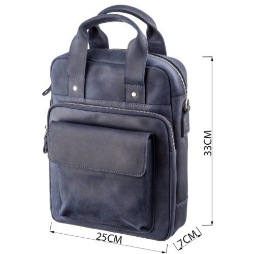 Сумка Shvigel Під А4 у матовій шкірі Синя (11170)