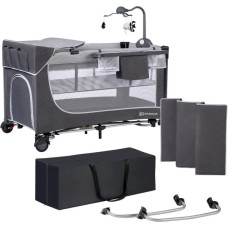 Дитячий манеж Kinderkraft кровать Leody с пеленатором Grey (5902533917952)