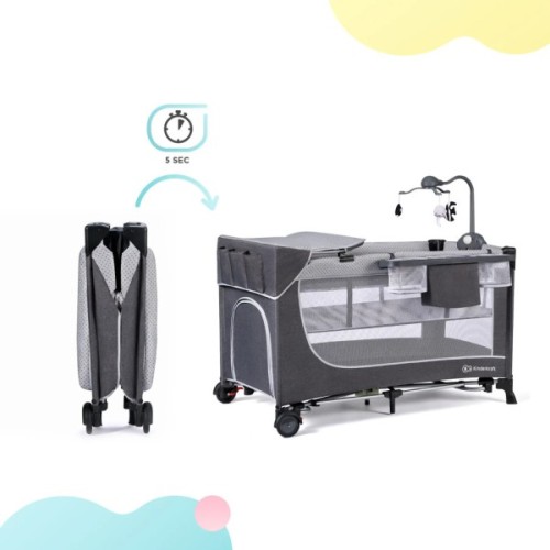 Дитячий манеж Kinderkraft кровать Leody с пеленатором Grey (5902533917952)