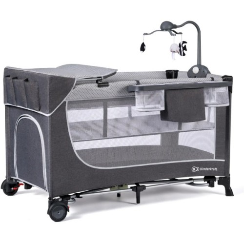 Дитячий манеж Kinderkraft кровать Leody с пеленатором Grey (5902533917952)