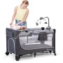 Дитячий манеж Kinderkraft кровать Leody с пеленатором Grey (5902533917952)