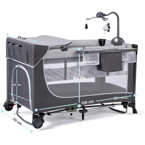 Дитячий манеж Kinderkraft кровать Leody с пеленатором Grey (5902533917952)