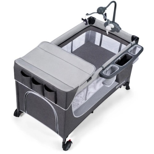 Дитячий манеж Kinderkraft кровать Leody с пеленатором Grey (5902533917952)