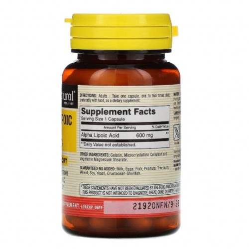 Вітамін Mason Natural Альфа-ліпоєва кислота 600 мг, Alpha-Lipoic Acid, 30 капсул (MAV-17228)