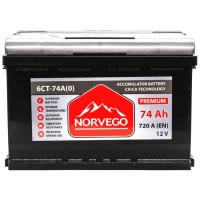 Акумулятор автомобільний NORVEGO ВЕСТА Premium 74A +прав (0) (720 пуск)