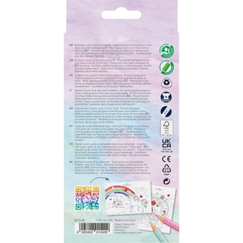 Олівці кольорові Faber-Castell Colour Grip акварельні, 10 кольорів + 3 пастельних олівця (201542) (32323)