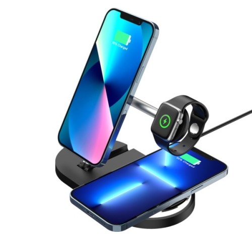 Зарядний пристрій Armorstandart Wireless Charging H102 3 in 1 Magnetic Black (ARM78103)