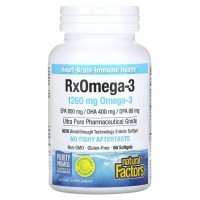 Жирні кислоти Natural Factors Омега-3, 1260 мг, RxOmega-3, 60 гелевих капсул (NFS-03548)