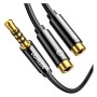Кабель мультимедійний 3.5mm M to 2x3.5mm F 0.2m AV141 black Ugreen (30619)