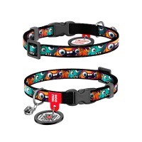 Нашийник для тварин WAUDOG Nylon з QR паспортом "Зубасті монстри" пластиковий фастекс XS 20-30 см (279-4048)