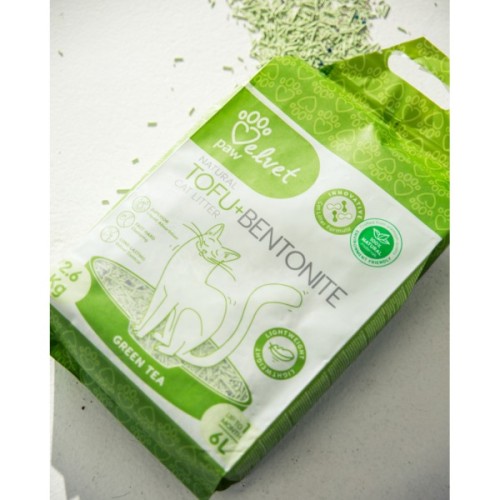 Наповнювач для туалету Velvet Paw TOFU з бентонітом та екстрактом зеленого чаю (1.5 мм) 2.6 кг (TOF70022)