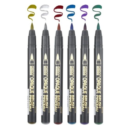 Маркер Marvy Набір маркерів на водній основі Opaque Brush, металіки, 6 кольорів (752481951820)