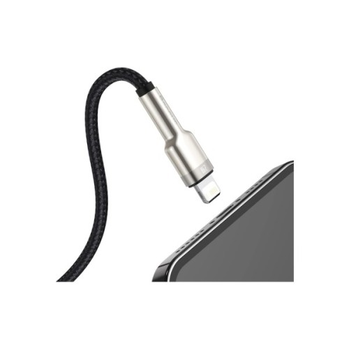 Дата кабель USB 2.0 AM to Lightning 1.0m Cafule Metal 2.4A black Baseus (CALJK-A01)