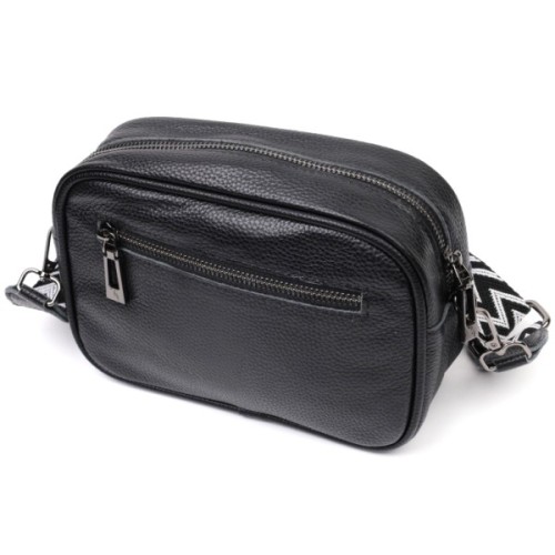 Сумка Vintage Шкіряна жіноча через плече на одне відділення Чорна (22387)