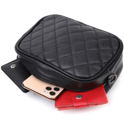 Сумка Vintage Шкіряна жіноча через плече на одне відділення Чорна (22387)