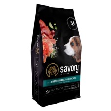 Сухий корм для собак Savory Puppy rich in Fresh Turkey and Chicken 12 кг (4820232630303)