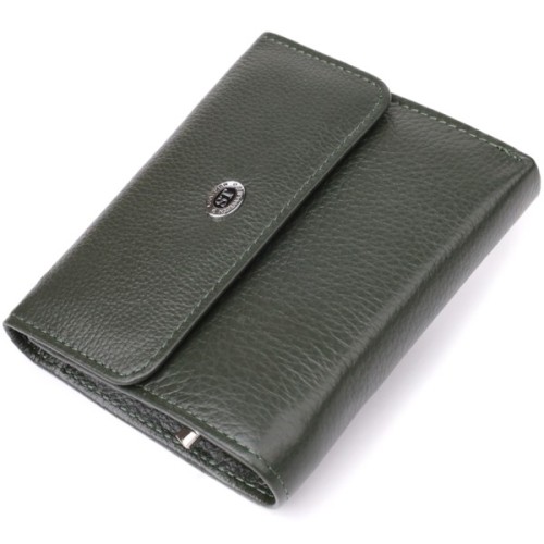 Гаманець ST Leather З натуральної шкіри Зелений (23074)