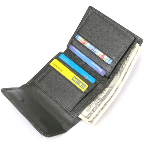 Гаманець ST Leather З натуральної шкіри Зелений (23074)