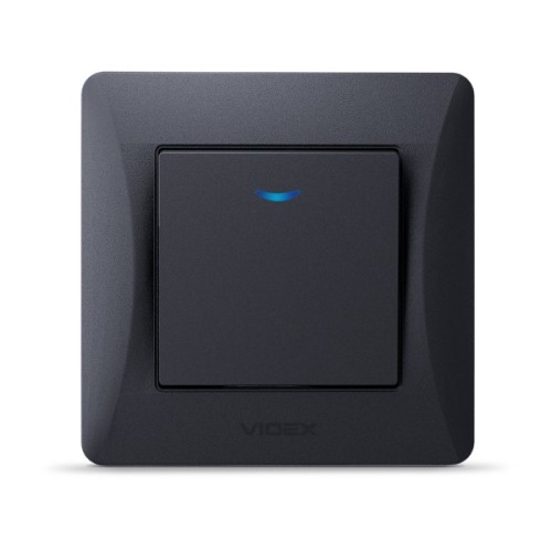 Вимикач Videx BINERA 1кл з підсвічуванням чорний графіт (VF-BNSW1L-BG)