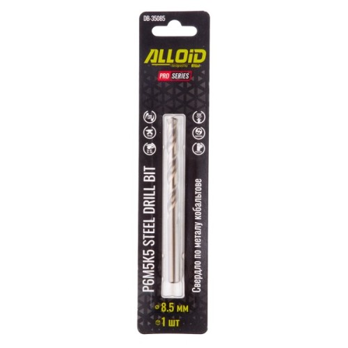 Свердло Alloid Pro, по металу, кобальтове, 8.5мм, Р6М5К5 (DB-35085)