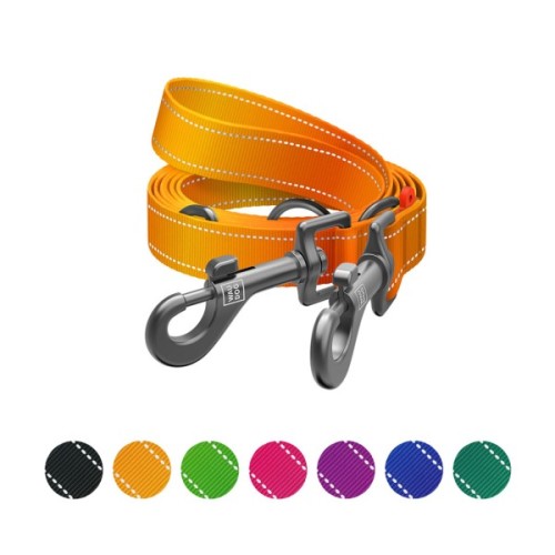 Повідець для собак WAUDOG Nylon Mono світловідбивний М помаранчевий (46484)
