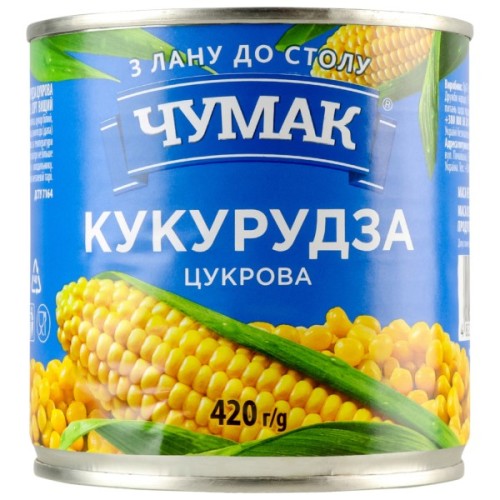 Овочева консервація Чумак Кукурудза цукрова 420 г (4823096000862)