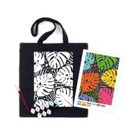 Набір для творчості Rosa екосумка-розмальовка, чорна, Тропічне листя 38х42см (4823098539735)
