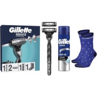Набір косметики Gillette Станок Mach3 Charcoal з 2 змінними картриджами + Гель для гоління Series 200 мл + Шкарпетки (8006530039567)