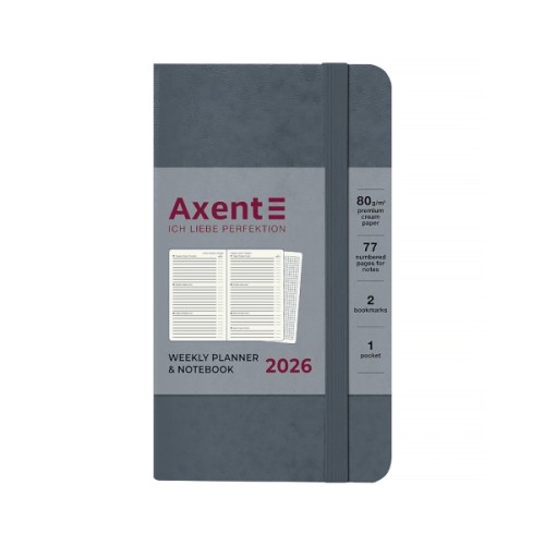 Тижневик Axent датований 2026 Pocket Strong 90х150, сірий (8508-26-62-A)
