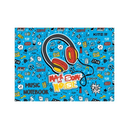 Зошит Kite для нот Headphones А5, 20 аркушів (K24-405)