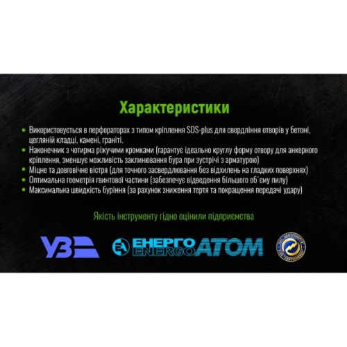 Бур Alloid по бетону, SDS-plus, S4 QUADRO, 6×110мм (CH-06110)