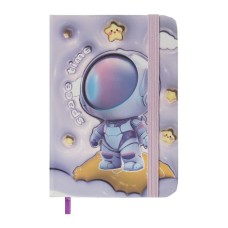 Книга записна ZiBi ASTRONAUT A7 в клітинку тверда обкладинка на гумці 80 аркушів, фіолетова (ZB.117104)