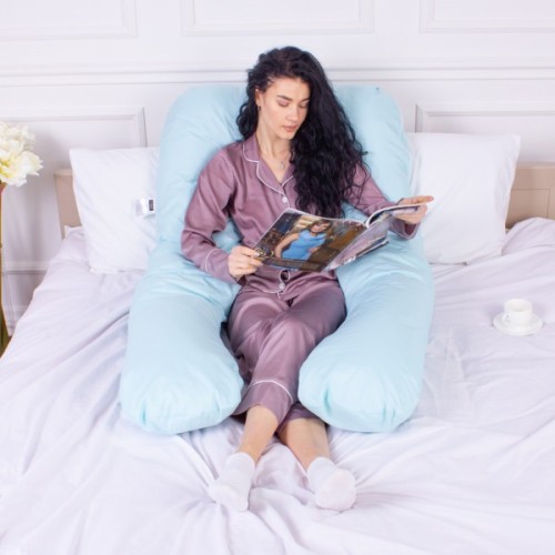 Подушка MirSon для вагітних і відпочинку Eco Line №8013 U-подібна Blue (2200006178378)