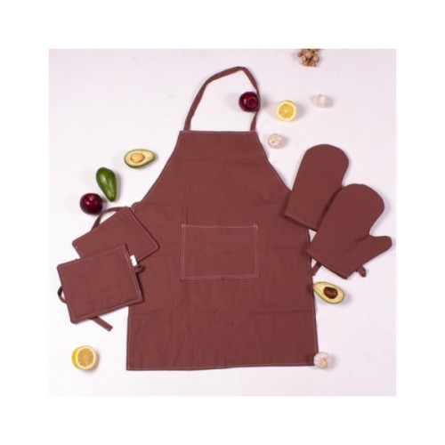 Фартух MirSon Набір 19-1217 Chocolate perla бязь дві прихватки + дві рукавички-прихватки + фартух (2200006752684)
